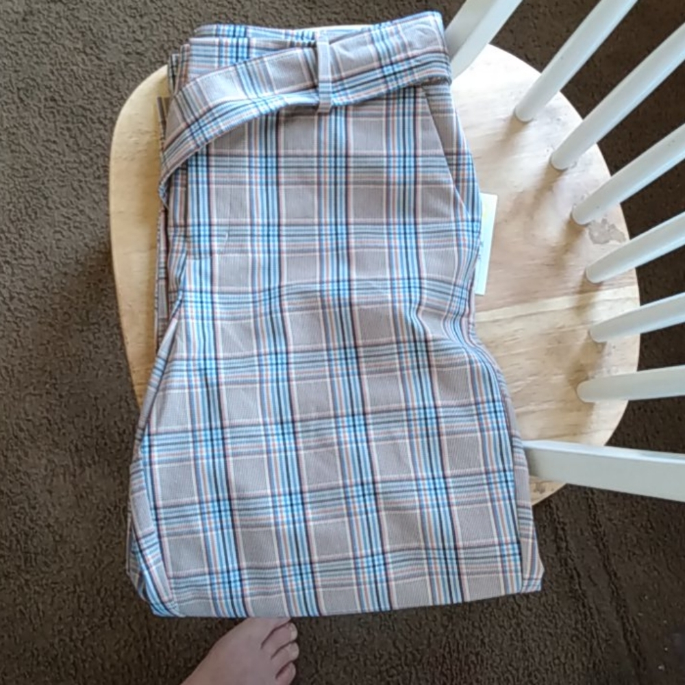 Plaid stretch slacks